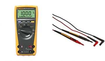 Fluke 179 ESFP True RMS Multimeter with Backlight and Temp & TL175E TwistGuard Double Insulated Silicone Test Lead Set with Removable 4mm Lantern Tips, 2mm Diameter Probe Tips