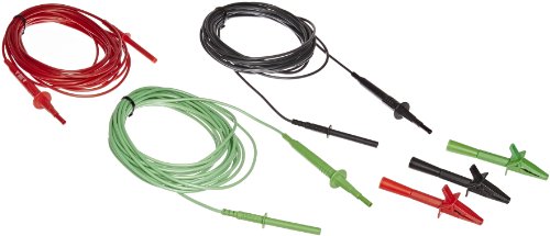 Fluke TL1550EXT 3 Piece Extended Test Lead Set with Alligator Clips, 5000V DC Voltage, 20A Current, 300″ Cable Length