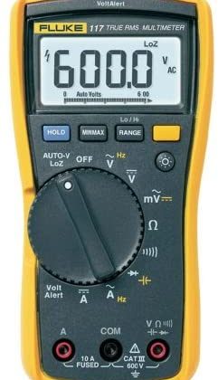 Fluke 117 Digital Multimeter, Non-Contact AC Voltage Detection, Measures Resistance/Continuity/Frequency/Capacitance/Min Max Average, Automatic AC/DC Voltage Selection, Low Impedance Mode