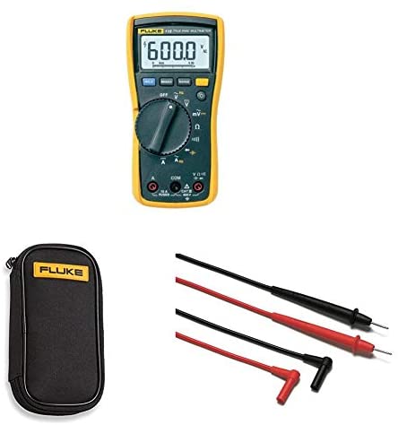 Fluke 115 Compact True-RMS Digital Multimeter with compact soft case C50 and Corporation FLUTL75 Hard Point Test Lead Set