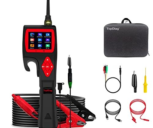 TopDiag P200 Automotive Circuit Tester, 12V 24V Car Electrical Test Tool, 9~30V with Multimeter/Activating Component/Relay/Fuel Injector/Oscilloscope/0~5V Power with 20ft Cable Tool Bag for Vehicle