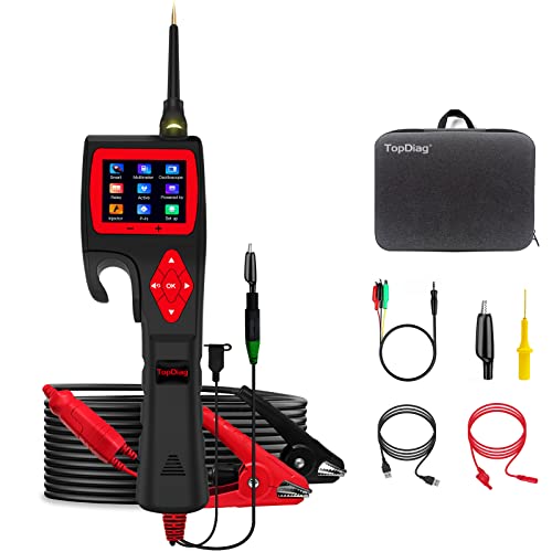 TopDiag P200 Automotive Circuit Tester, 12V 24V Car Electrical Test Tool, 9~30V with Multimeter/Activating Component/Relay/Fuel Injector/Oscilloscope/0~5V Power with 20ft Cable Tool Bag for Vehicle