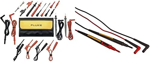 Fluke TL81A Test Lead Set, Deluxe Electronic,Red/Black,Small & TL175E TwistGuard Double Insulated Silicone Test Lead Set with Removable 4mm Lantern Tips, 2mm Diameter Probe Tips