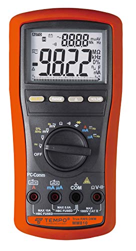 True RMS Digital Multimeter MM810 by Tempo Communications – Electrician, Professional Grade, TRMS, 13 Function, Dual Display – Measure AC DC Voltage, AC DC Current, Resistance, Continuity, Capacitance