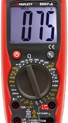 Triplett High Performance 2000 Count Digital Multimeter – AC/DC Voltage, AC/DC Current, Resistance, Continuity, Diode Test, plus Temperature, Frequency and Capacitance (9007-A)