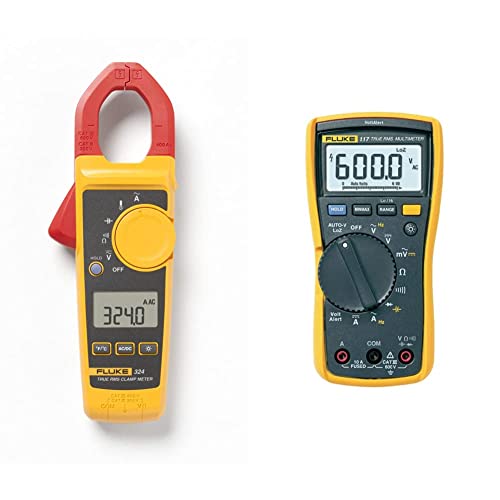 Fluke 324 True RMS Clamp Meter & 117 Digital Multimeter, Non-Contact AC Voltage Detection, Measures Resistance/Continuity/Frequency/Capacitance/Min Max Average