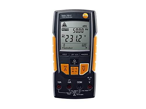 Testo 760-2 Digital Multimeter – Multimeter T-RMS for HVAC measurements, current, and frequency testing – voltage tester including automatic range detection, auto power off, and thermocouple adapter