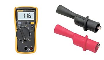 Fluke 116 HVAC Multimeter, Standard & AC175 Threaded Slide-On Alligator Clip Set with Flexible Boots