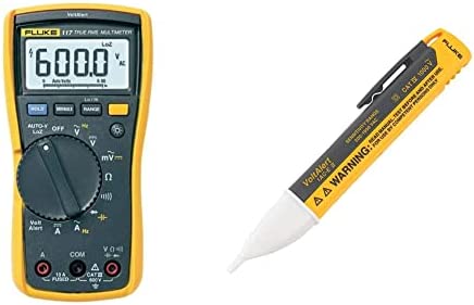 Fluke 117 Digital Multimeter, Non-Contact AC Voltage Detection & 1AC-A1-II VoltAlert Non-Contact Voltage Tester, Pocket-Sized, Voltage Detection Range 90 V to 1000 V AC, Audible Beeper