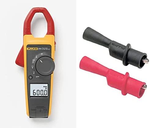 Fluke 373 True-RMS AC Clamp Meter & AC175 Threaded Slide-On Alligator Clip Set with Flexible Boots