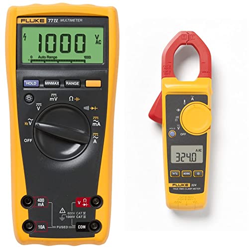 Fluke 77-IV Digital Multimeter, Yellow & 324 True RMS Clamp Meter