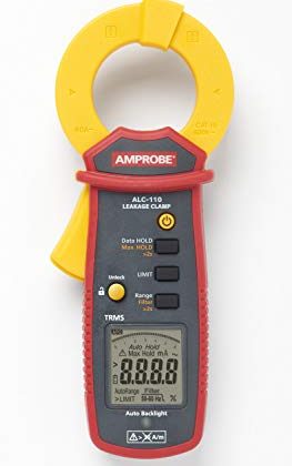 Amprobe ALC-110 True-RMS AC Leakage Current Clamp with Mechanical Lock Jaw, 6000 Counts Digit Large Scale, Red