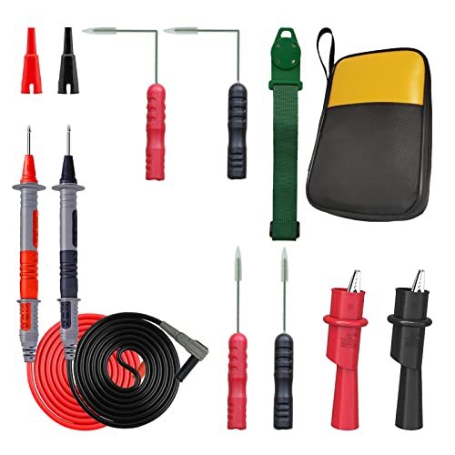 Makeronics 12-in-1 Multimeter Test Lead Kit with with Magnet Hanger Kit and Soft Case for Electronic Specialties Automotive Multimeter Voltmeter Clamp Meter | 4 PCS Non-Destructive Back Probes