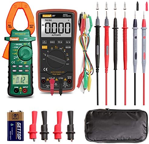 Auto Ranging Digital Multimeter and Clamp Meter – with Storage Bag Battery Alligator Clips Test Leads for AC/DC Voltage/Current Voltage Alert Amp Ohm/Volt Multi Tester Diode