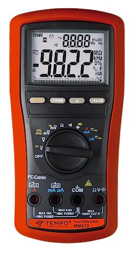 TEMPO MM810 True-RMS Premium Digital Multimeter | Measure AC/DC Voltage, Current, Resistance, Frequency, Capacitance, Duty Cycle | Professional Grade (2023 Model)