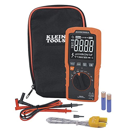 Klein Tools MM450 Multimeter, Slim Digital Meter, Auto-Ranging TRMS, 600V AC/DC Voltage, Current, Resistance, Temp, Frequency, Continuity, Orange