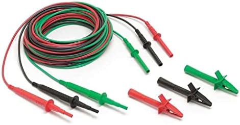 Fluke TL1550B 3 Piece Test Lead Set with Alligator Clips, 5000V DC Voltage, 20A Current, 103-25/128″ Cable Length