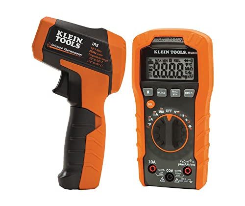 Klein Tools 80063 Multimeter and IR Thermometer 2-Piece Electrical and Temperature Test Kit with Test Leads, Thermocouple, Pouch, Batteries