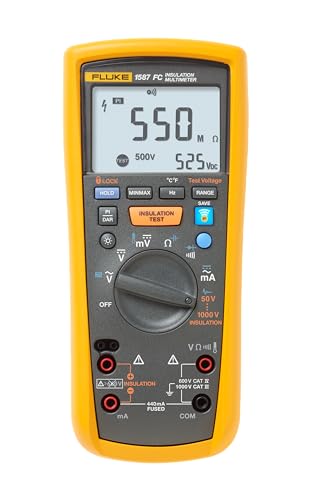 Fluke 1587 FC 2-in-1 Insulation Multimeter, True-RMS, Selectable Insulation Test Voltages Up To 1000 V, Pi/DAR Timed Ratio Tests, Measures Frequency, Includes Low-Pass Filter For Motor Drive VFD