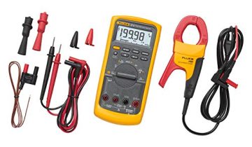 Fluke 87V/IMSK Industrial Digital Multimeter with Fluke i400 Current Clamp Kit, Converts 87V Into Clamp Meter, AC Current Measurements Up To 400 A, Includes Temp Probe, Test Leads And Alligator Clips