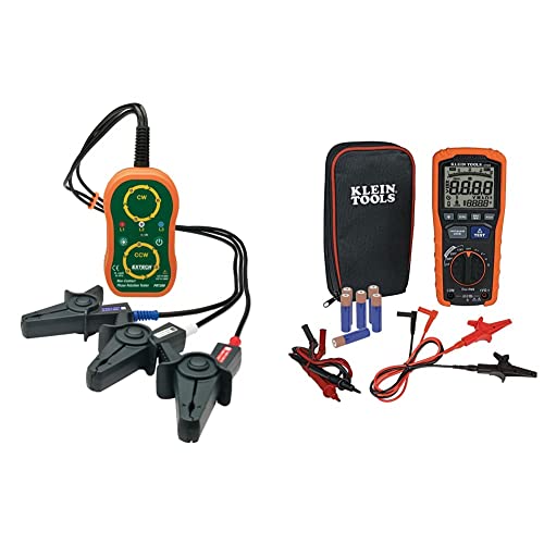 Extech Non-Contact Phase Sequence Tester – PRT200 & Klein Tools ET600 Multimeter, Megohmmeter Insulation Tester, 4000 Ohms Resistance, 125V/250V/500V/1000V, Auto-Ranging TRMS Multimeter